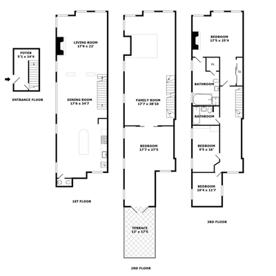 三层式公寓 Hamilton Heights - 平面图