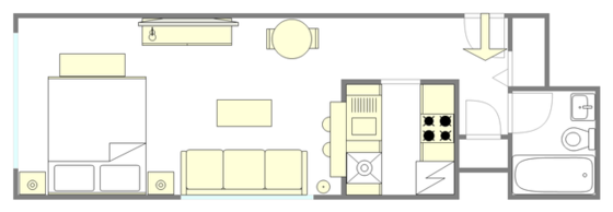 Apartment Theatre District - Interactive plan