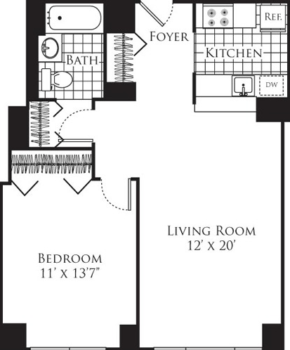 Wohnung Hell's Kitchen - Interaktiven Plan